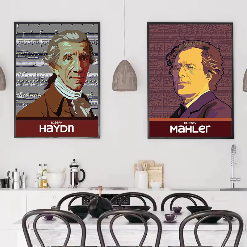 الملحنون الكلاسيكيون هايدن هاندل ماهلر شتراوس الموسيقار صورة المشارك حائط لوح رسم الفن صور ديكور المنزل الفصول الدراسية #3