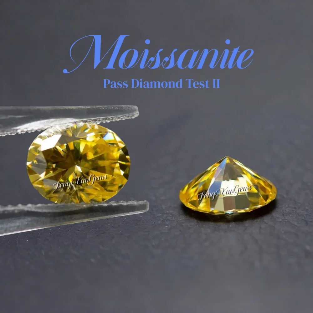 

Oval Lemon Yellow Moissanite Loose Stones Pass Diamond Test II With GRA Certificate Charm Gemstone For Jewelry Making Materials