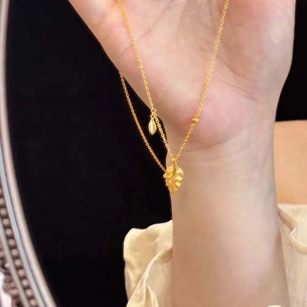 New Chinese style light luxury country tide all build collarbone chain 9999gold