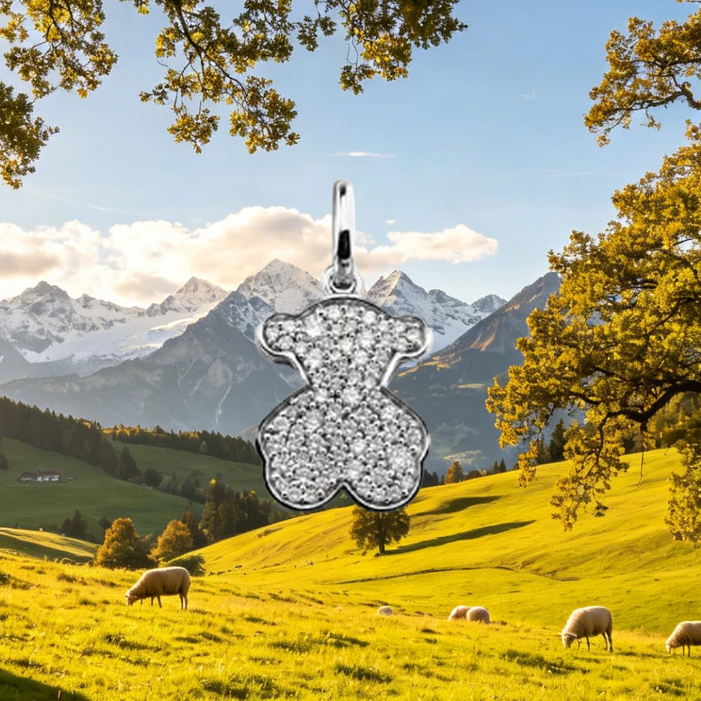 Mini Cute Bear Pendant 925 Sterling Silver Spanish Style Sweet Tiny Design Lightweight Gift for Girlfriend Her