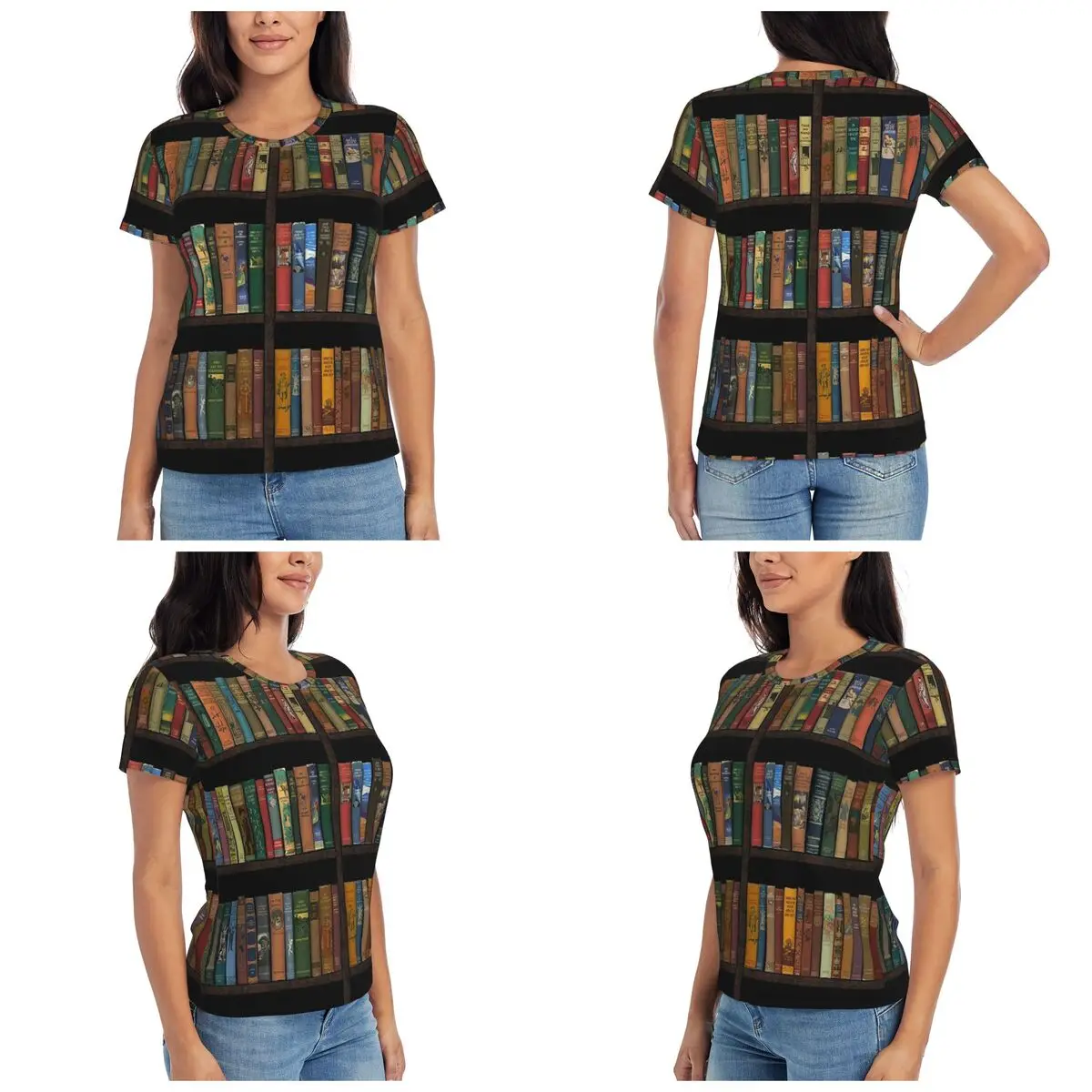 Education Library Book T-Shirt Women Short Sleeve T Shirts Round Neck Clothing Cotton Summer Tees Streetwear
