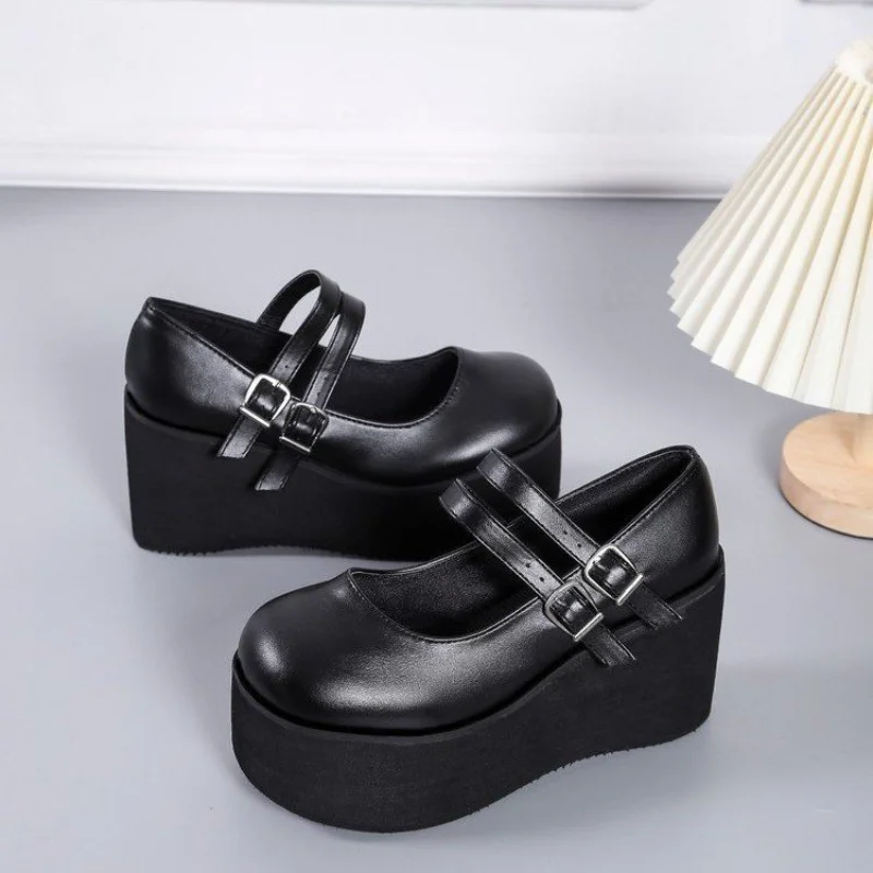 Brand New Female Lolita Cute Mary Janes Pumps Platform Wedges High Heels Women's Pumps Sweet Gothic Punk Shoes Woman image 5