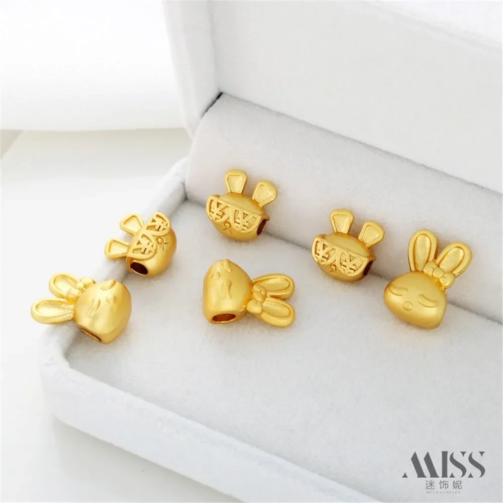 

18K Gold Bag Color Matte Gold Money Fan Rabbit Rich Rabbit Large Hole Beaded Diy Braided Rope Bracelet Necklace Accessories
