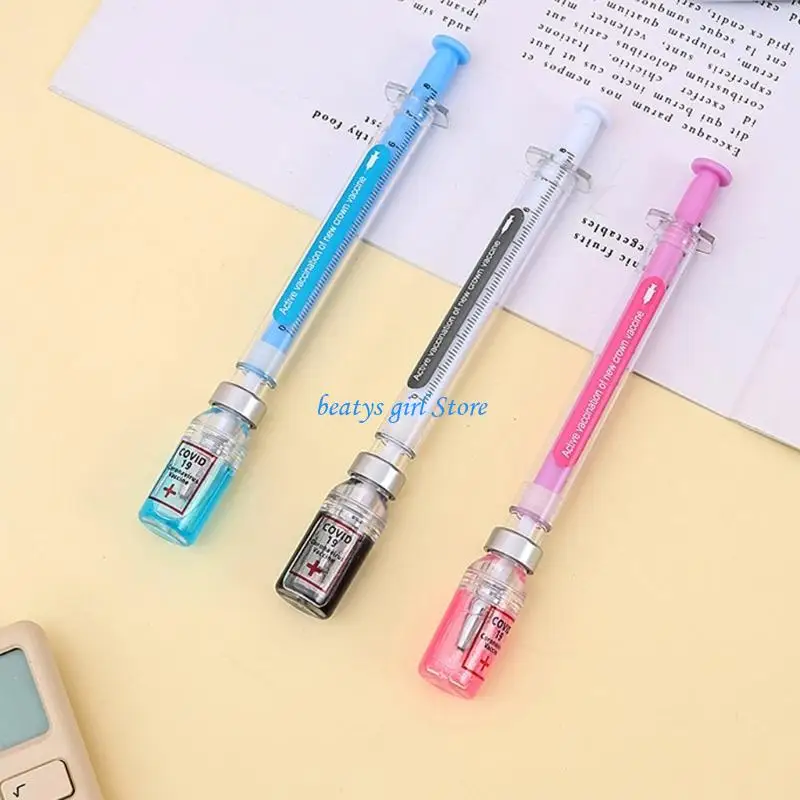 C7AB 36Pcs Inoculator Shaped Gel Pen 0.38MM Needle Tip Fast Drying Inks For Healthcare Theme Event Nurse Appreciation Gift