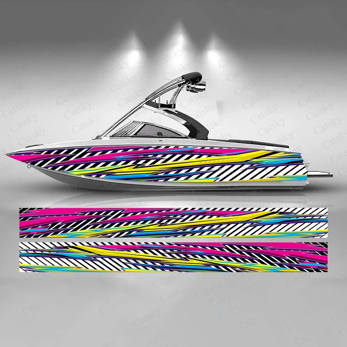 

Colorful Lines Interleave Splash Beautiful Cool Boat Sticker Vinyl Ship Pontoon Deck Boat Fishing Decorative Pontoon Boats Decal