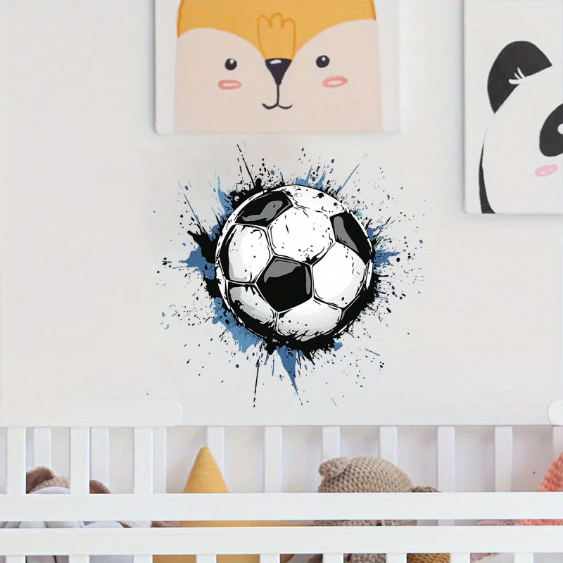 1pc Ink Splash Football Theme Wall Sticker, Suitable for Boys Bedroom,Living Room,Sports Room,Creative Gift for Football Lovers
