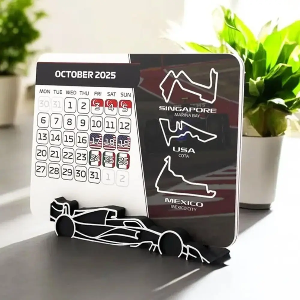 2 Pcs 2 Pcs Car Racing Desktop Calendar Experience with Bracket Motor Calendar Thrill Cool Calendar Gifts