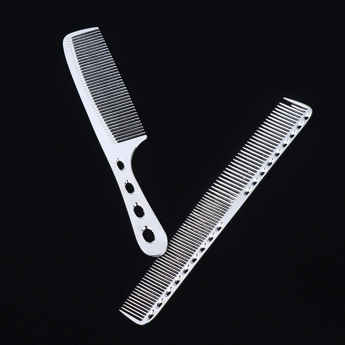 2Pcs Stainless Steel Styling Combs Bright Silver Including Large Size and Fine Teeth Hair Spray Organizer Massage Comb for Women