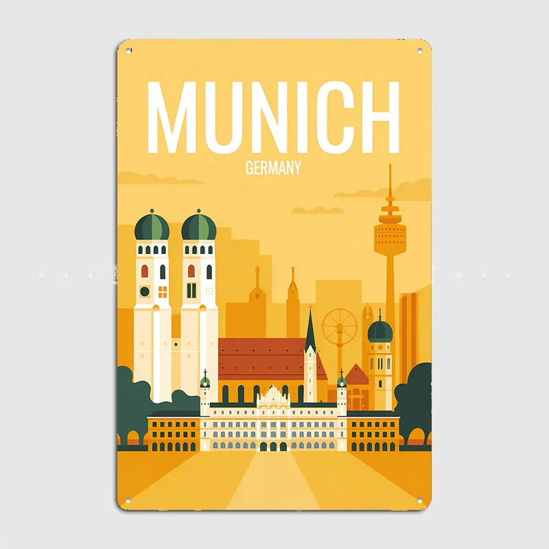 Germany Cityscape Illustration Metal Custom Sign Living Room Wall Indoor Decor Room Decoration Bedroom Posters Home Decor