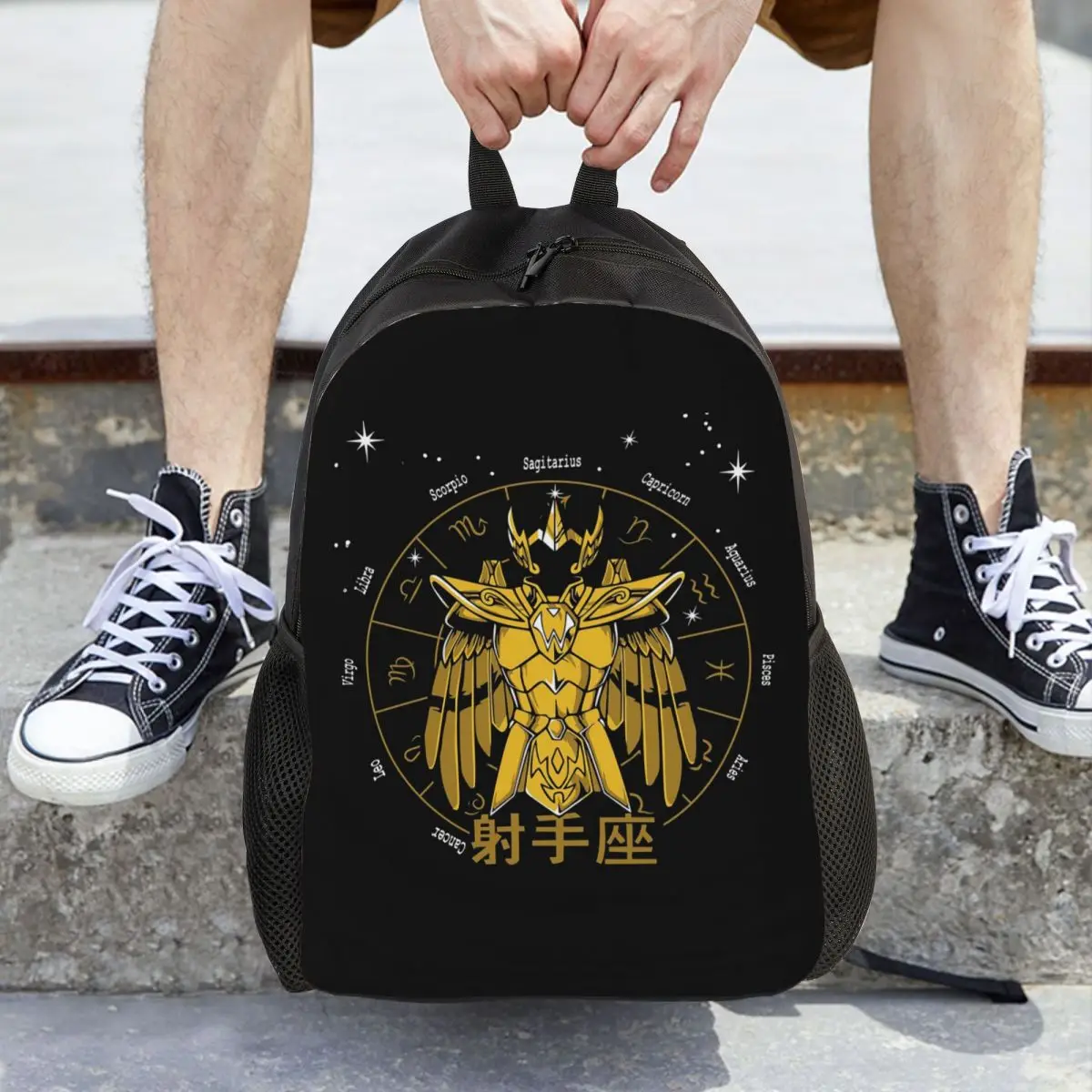 

Knights Of The Zodiac Sagittarius Cloth Milo Gold Saint Seiya Backpack Daypack Large Capacity Boys Girls BookBag School Bag