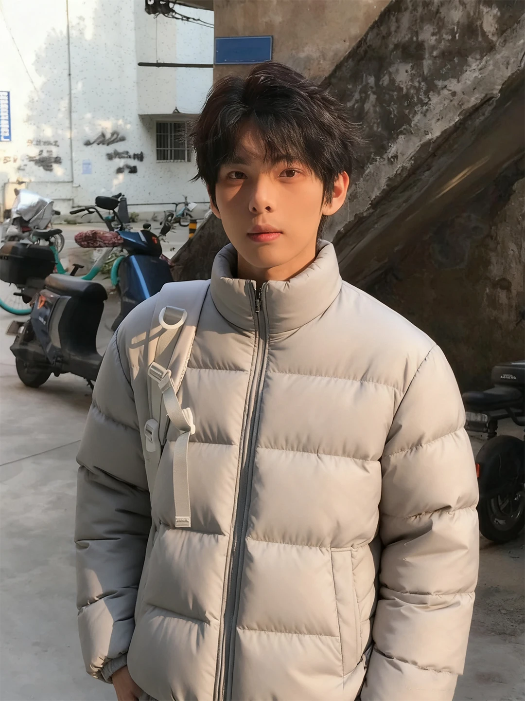 

Light ey ort Cotton Jaet Men's Winter Thiened Stand Collar Bread Sle Couple's Clothes Cleanfit Casual Outerwear