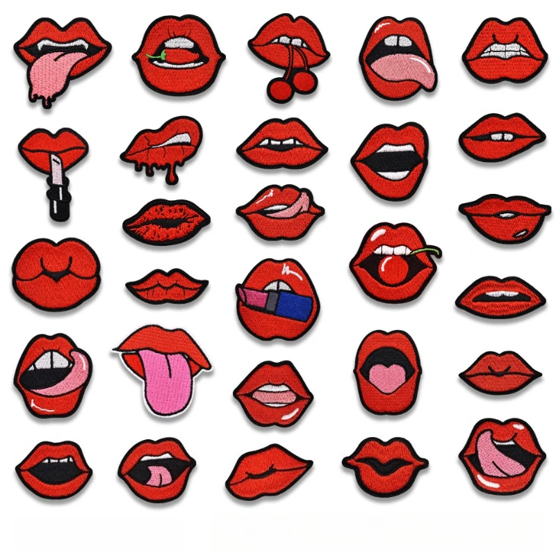Красные-губы-рот-язык-губная-помада-железо-пришить-вышивка-значок-нашивки-сделай-сам-футболка-шляпа-рюкзак-одежда-аппликации-наклейка