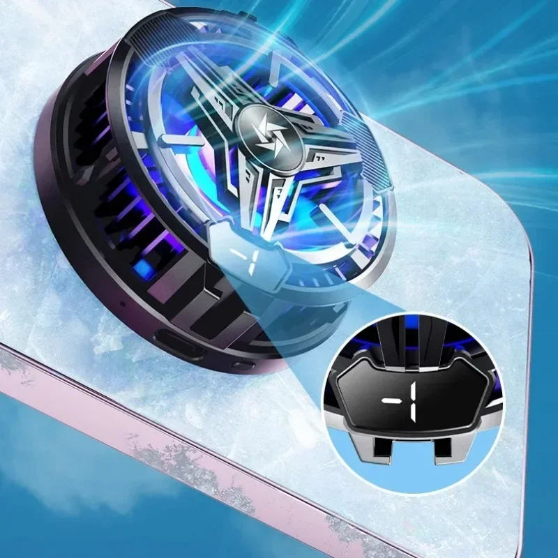 SL10 Mobile Phone Semiconductor Radiator Magnetic/ Back-Clip 2 in 1 Cooling Fan with RGB Light for IOS Android PUBG Game Cooler