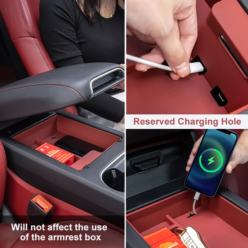For Porsche Cayenne Macan Car Center Console Storage Box Tray Central Armrest Organizer Case Door Storage Interior Accessories