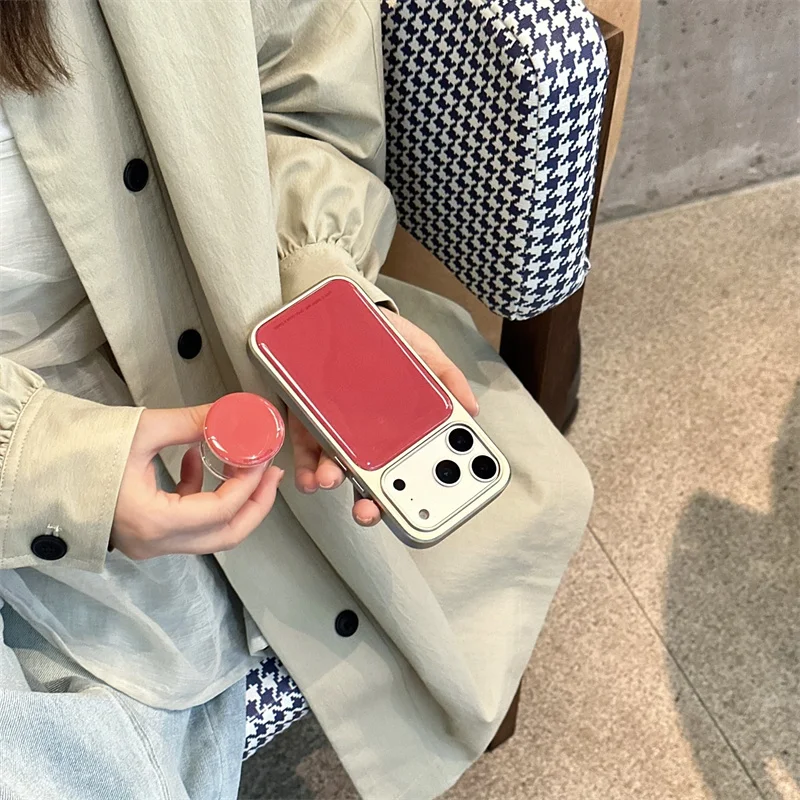 

New 2025 Red and silver shell For iPhone 17 16 15 14 Pro Max Luxury Stylish INS Korean Cute Shockproof Case Cover Funda