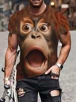 Men's Funny Monkey Graphic Print T-Shirt Fashion Short Sleeve Crew Neck Tee Tops Men's Clothing for Summer Outdoor Men's T-Shirt
