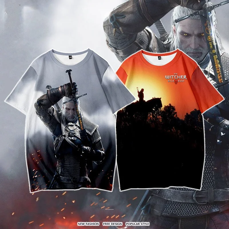 

The Witchers Game Anime Short Sleeve T-Shirt Casual Sweatshirt Adult Unisex COS Full Color Plus Size Fashion Cloth