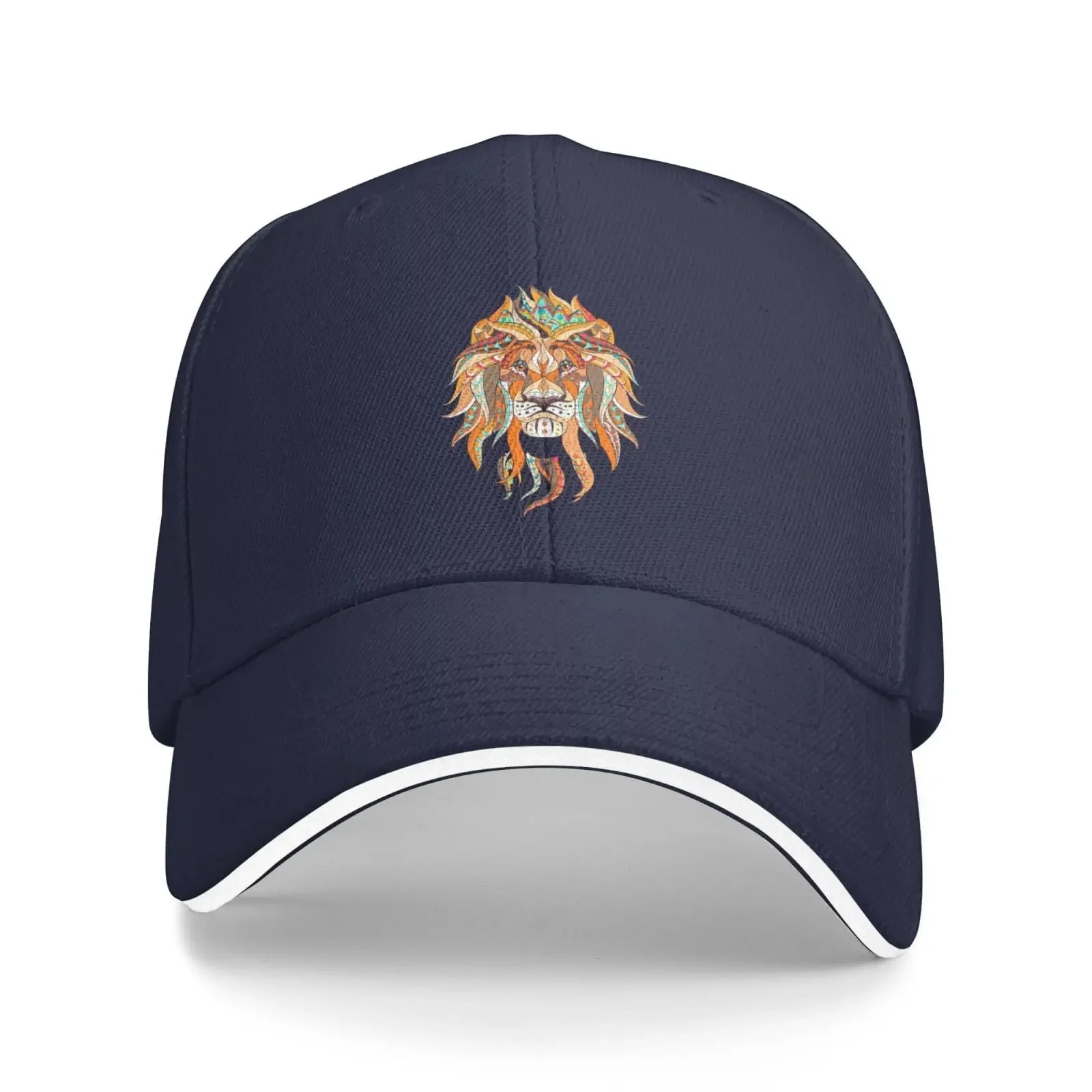 Patterned Lion Head Sandwich Hat Adjustable Baseball Caps