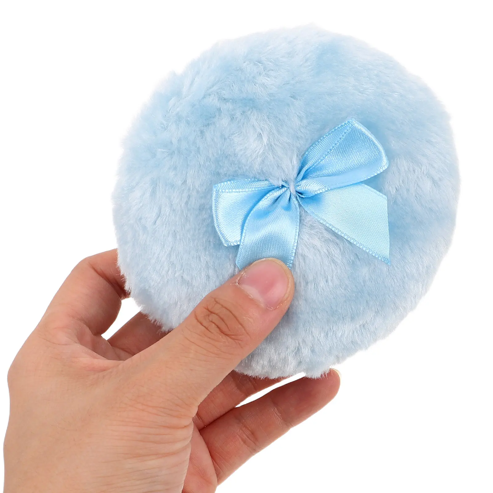 6Pcs Soft Powder Puff for Baby Long Hair Bow Design Loose Powder Applicator Ideal for Diaper Changes Face Makeup Application