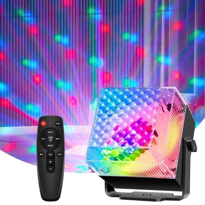 Square Colorful LED Stage Light Sound Activated Night Lamp with Remote Control for Party Home Decoration Enduring M4YD