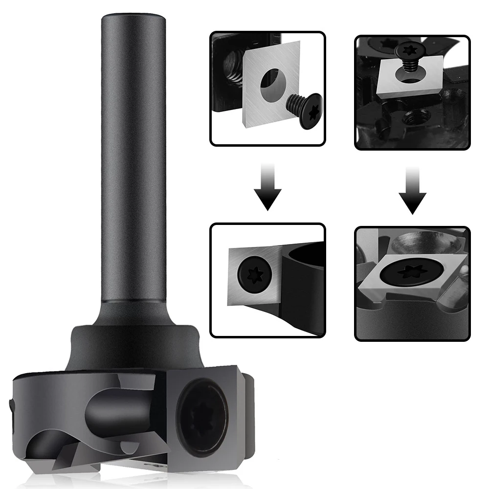 Imagem -04 - Haste Cnc Spoilboard Surfacing Router Bit 6.35 mm mm 12 mm Inserir Carpintaria Aplainando Fresa Mais Flautas Bit Plaina de Madeira