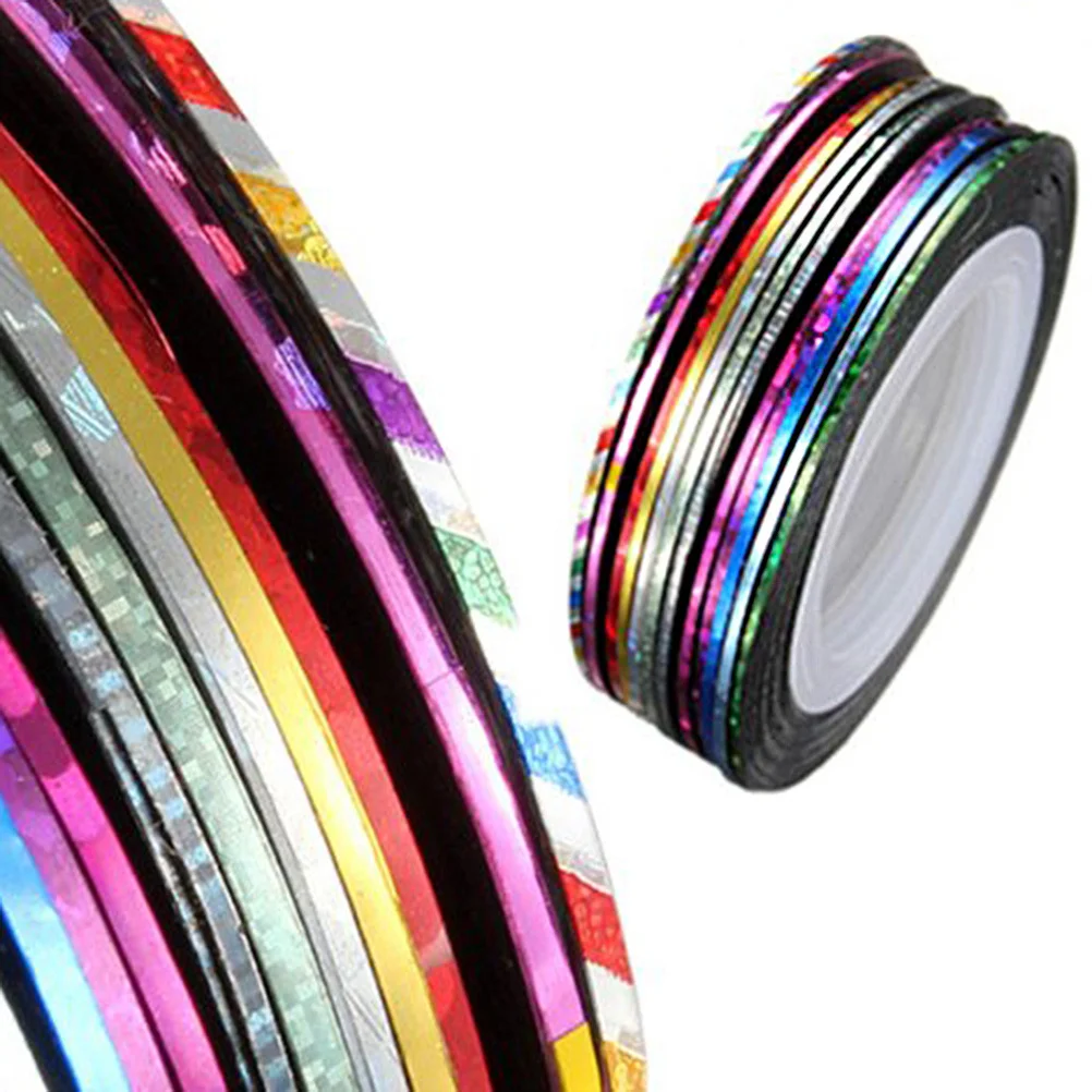 1 مجموعة 30 ألوان البريق مسمار الشريط عدة ملصقات خط ذاتية اللصق لمسمار ديكور فني مانيكير عدد وأدوات مجموعة مانيكير لتقوم بها بنفسك أداة