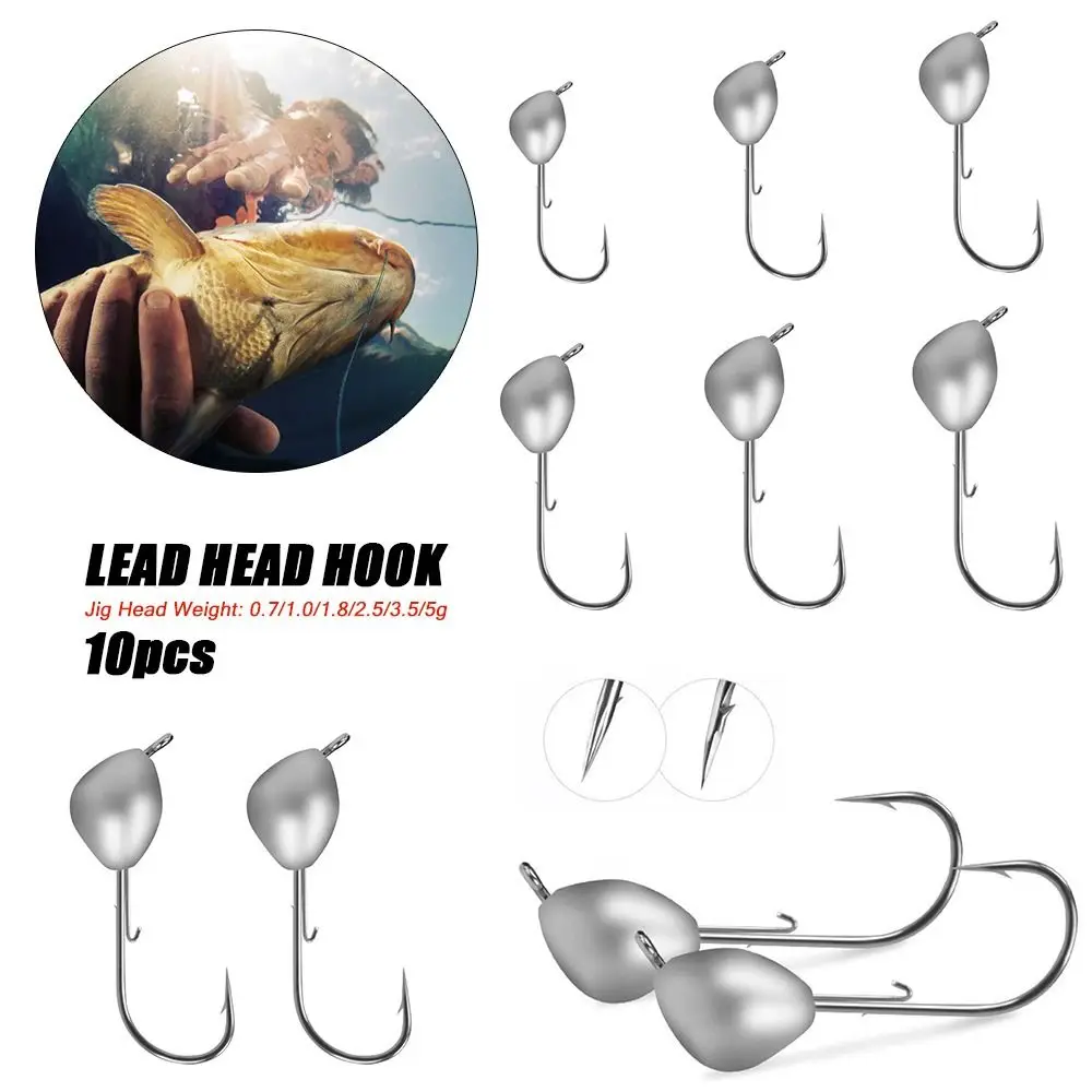 

Durable 2# hook 0.7/1.0/1.8/2.5/3.5/5g Perforated Sharp Carbon Steel Jigging Bait Pointed Head Lead Head Hook