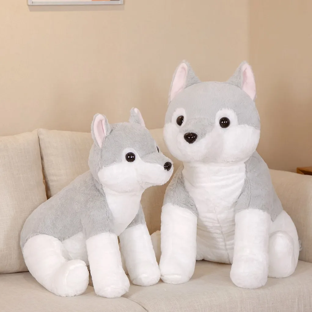 

1pc 60/80CM Real Life Sitting Wolf Plush Toy Soft Stuffed Animal Doll Simulation Kids Plushie Toy Baby Girl Lovely Birthday Gift