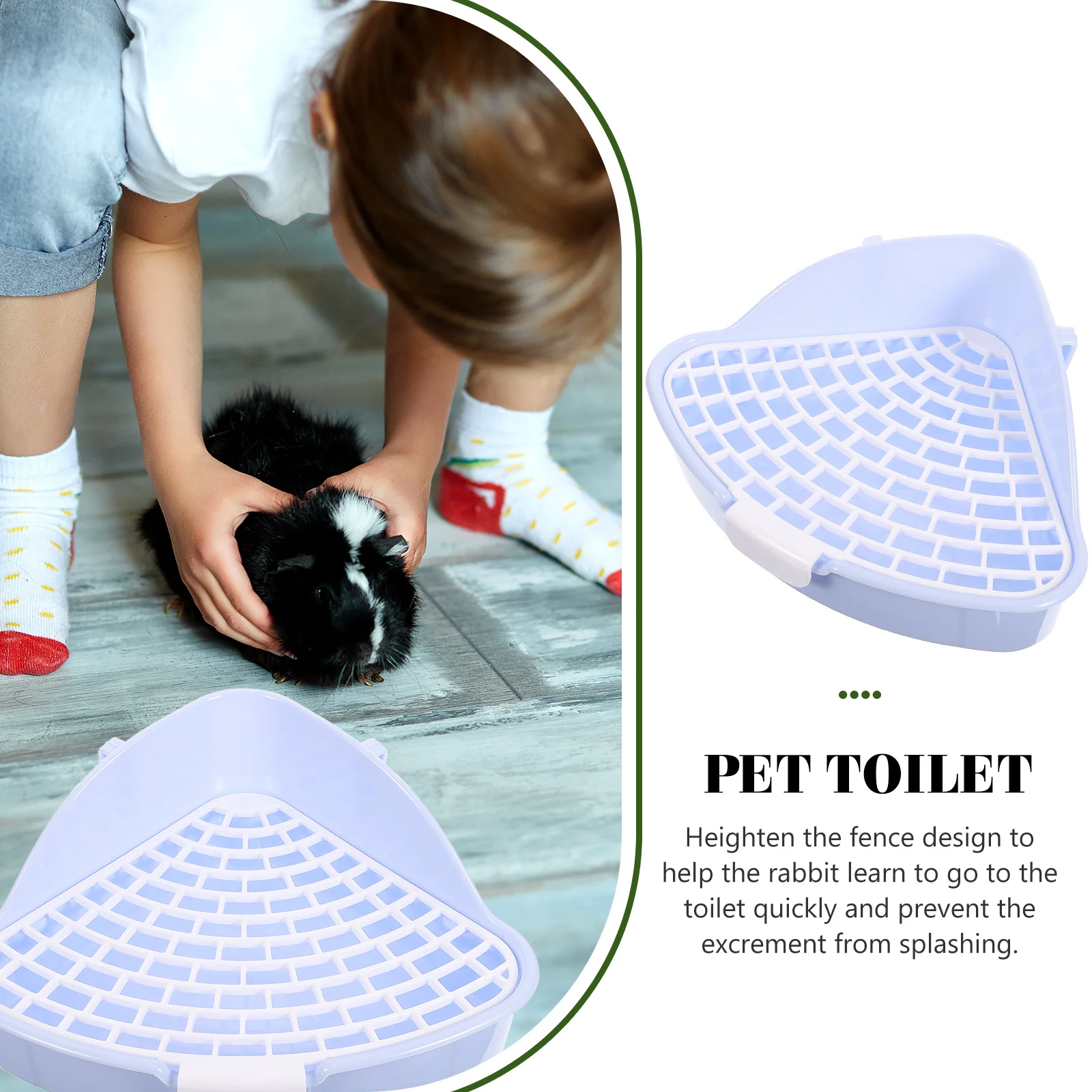 

Pet Toilet For Rabbits Guinea Pigs Elevated Fence Non-Slip Bottom Easy Install Bunny Litter Box Small Pet Potty Training Corner