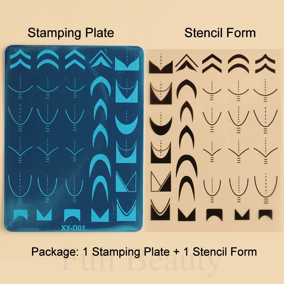 French Line Tips Nail Stamping Plates Stencil Forms Geometry Flowers Leaf Nail Art Stamp Templates Gel Polish Printing Plate image 2