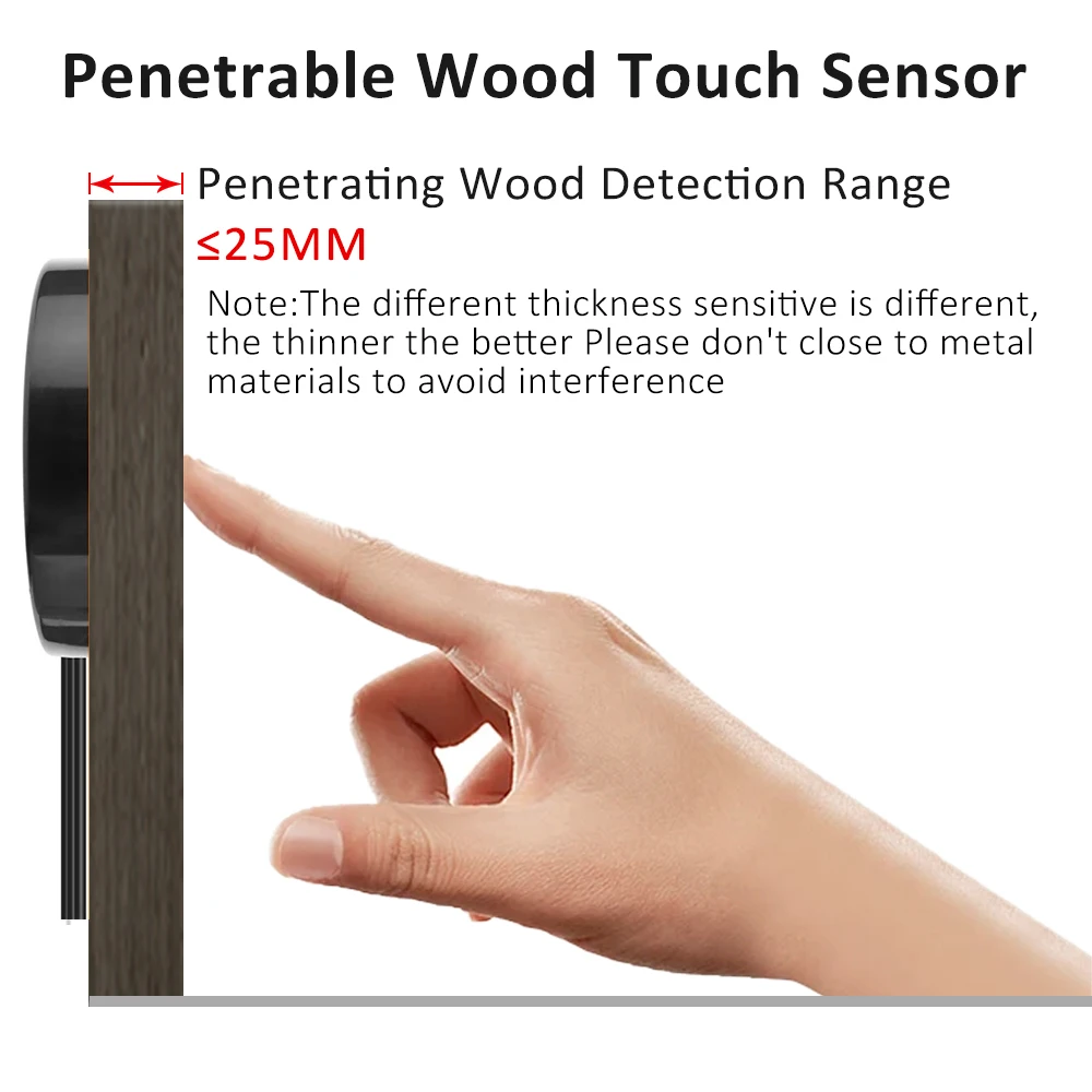 5V 12V 24V czujnik ruchu przełącznik ściemniacza Penetrable 25mm drewniany ręczny przełącznik dotykowy do oświetlenia szafki meblowej ON/OFF