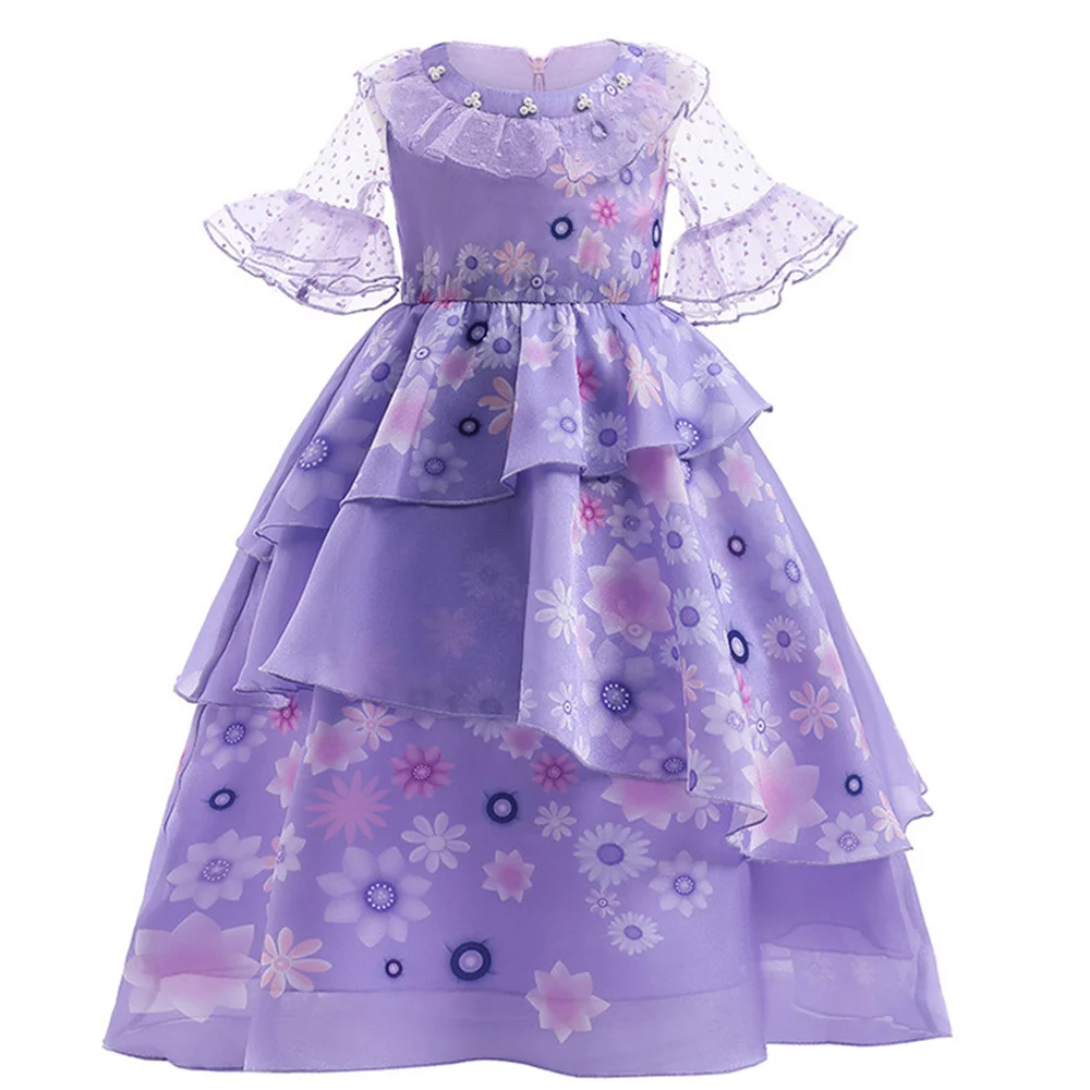 

Adult Kids Flower Girls Dress Cosplay Costume Princess Suit Charm Mirabel Ruffles Halloween Biryhday Party Clothes Gift