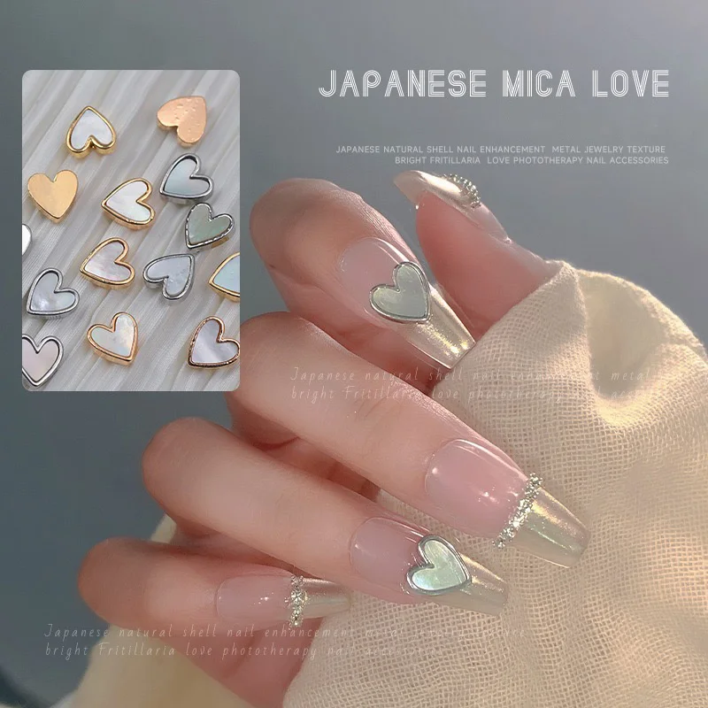 The New Gold and Silver Bound Heart Shape Alloy Flat Back Nail Art Rhinestones 3D Manicure Ornament Accessories Diamond