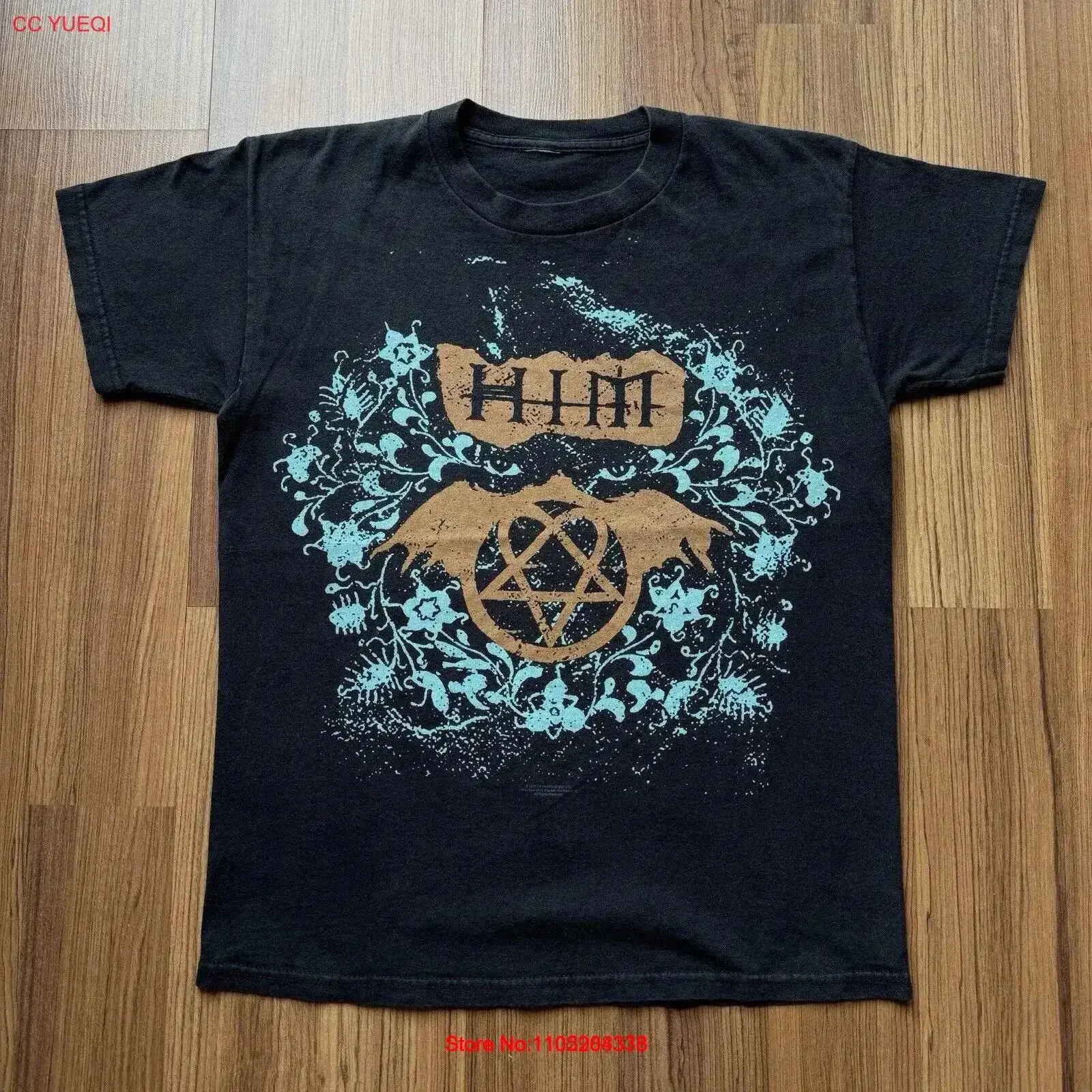 vintage Him band Tour Heartagram Punk Goth Bam Margera Jackass Cky T Shirt Y2K 2000s Washed designer clothes Versatile vintage