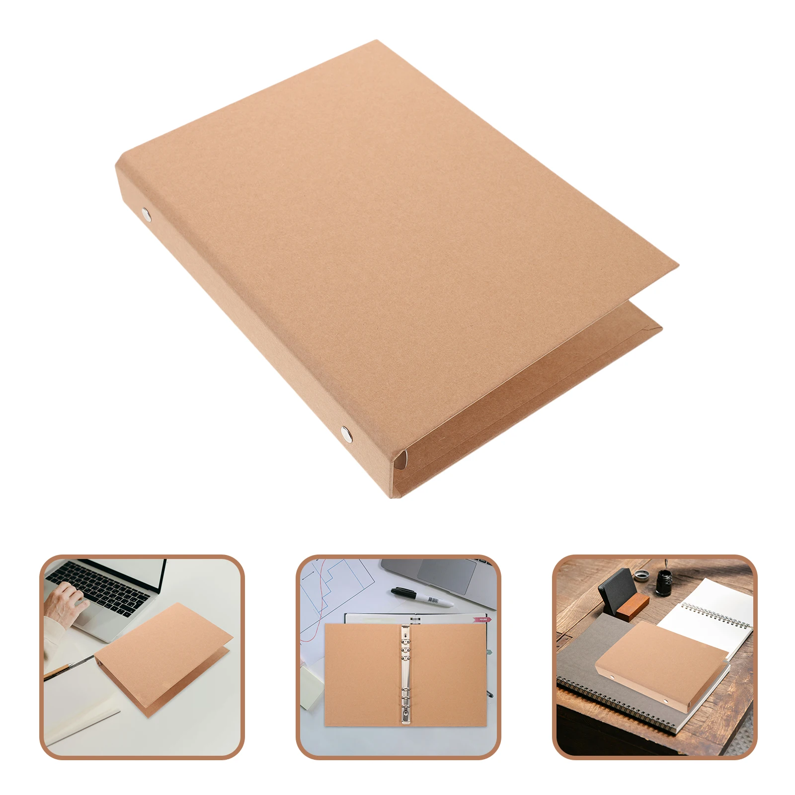 

Kraft Paper Loose Leaf Folder Refillable Notebook Binder Tabs Dividers Planner Journal Cover Loose-leaf for School Round