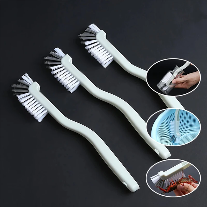 Kitchen Bathroom Cleaning Brush Corner  Bending Handle Scrubber Curved Brush