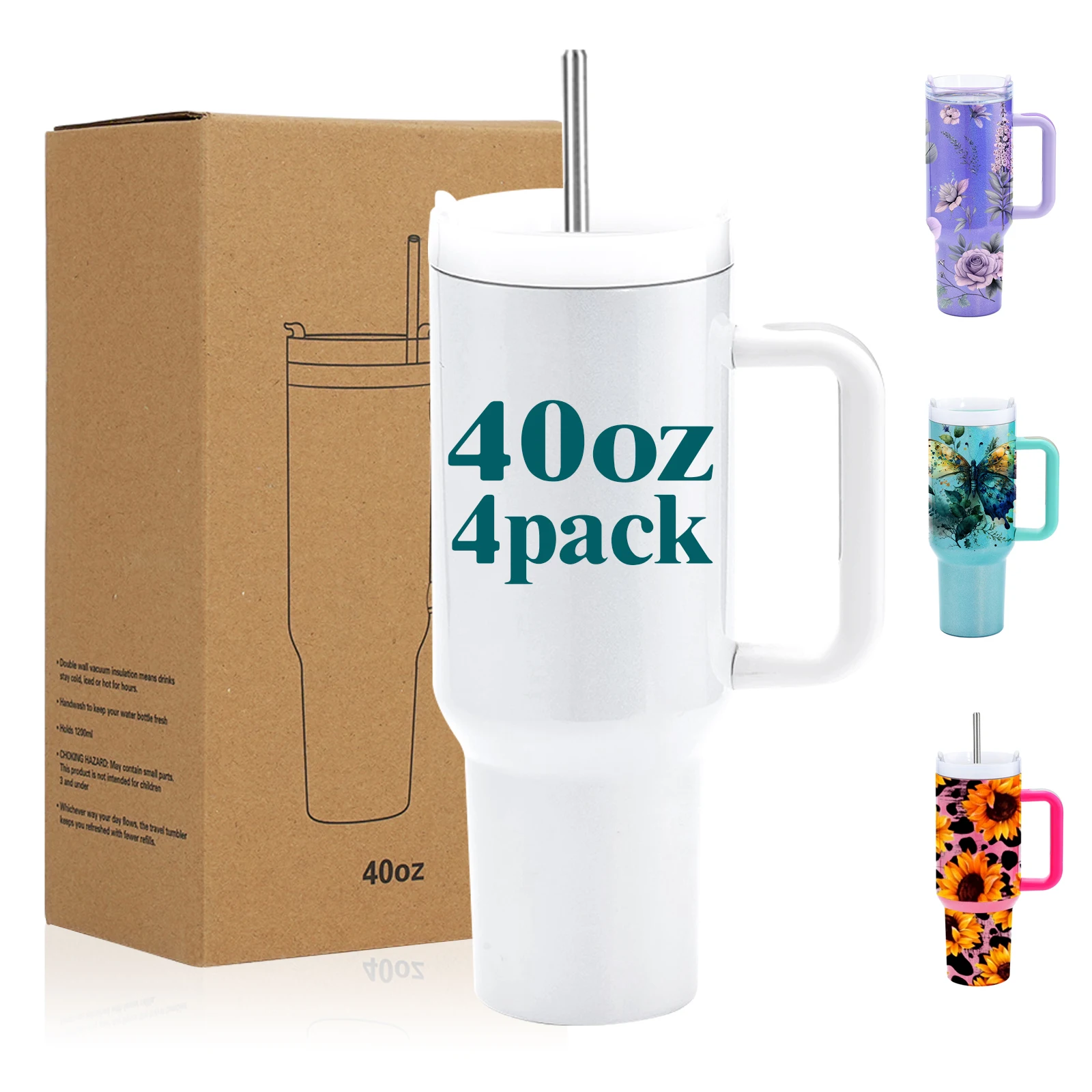 4 / 20 pcs 40OZ sublimation tumbler with handle vacuum termos insulated water bottle,tumbler,mug,cup,travel essential,party gift