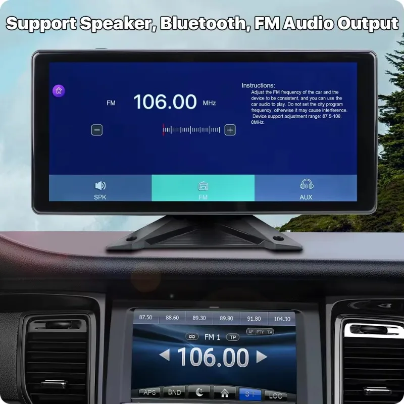 GreenYi 10.36" DashCam GPS Navigation Wireless Apple Carplay and Android-Auto Blind Spot Detect BSD DVR Record Monitor IR Camera