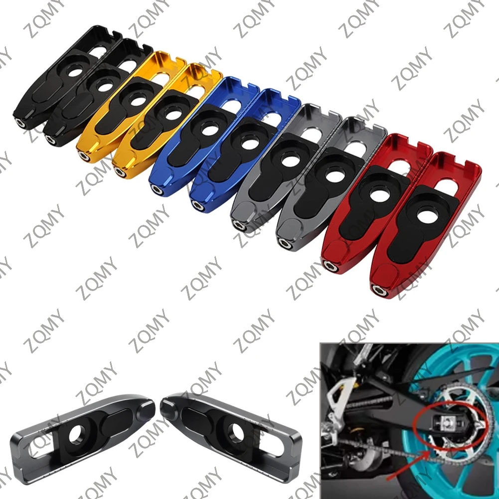 Eje trasero de motocicleta, basculante, carrete Catena, ajustador de cadena, herramienta tensora, 1 par para Yamaha R15 19 + aluminio