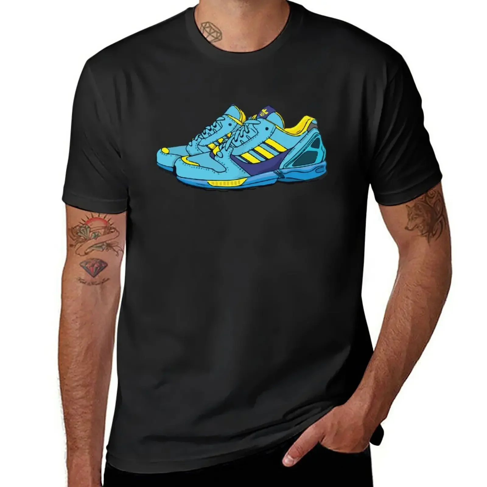 Camiseta ZX 8000 Aqua sneakers para hombre, tops de talla grande, ropa estética, diseño personalizado, tus propias camisetas