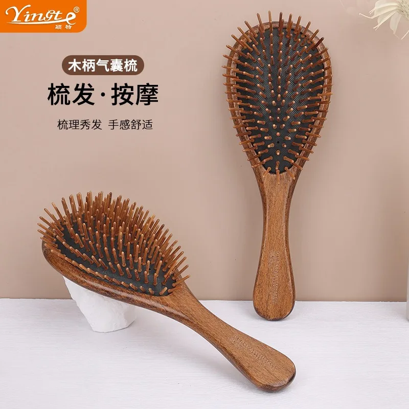 Women's Professional Air Cushion Hair Loss Massage Brush with Wooden Comb, Hair Care and Health Bamboo Comb