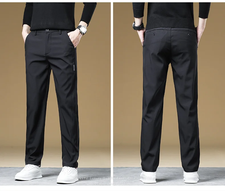 Winter Warme Leichte Fleece-Freizeithose für Herren, Slim Fit, Grau, Schwarz, Koreanischer Stil, Arbeitshose mit Elastischem Bund, Klassische Outdoor-Hose für Männer – Detail 11