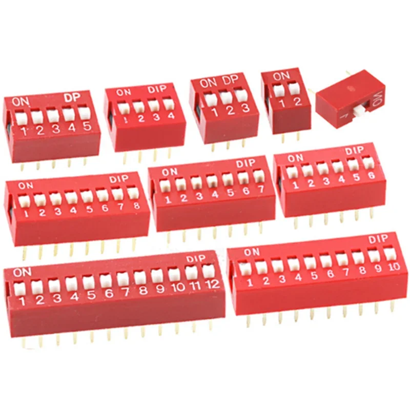 

100Pcs Direct Insert Flat DIP Dialing Switch DS-1P2P3P4P5P6P7P8P10P 2.54mm 5 Positions Sliding Toggle DIP Switches