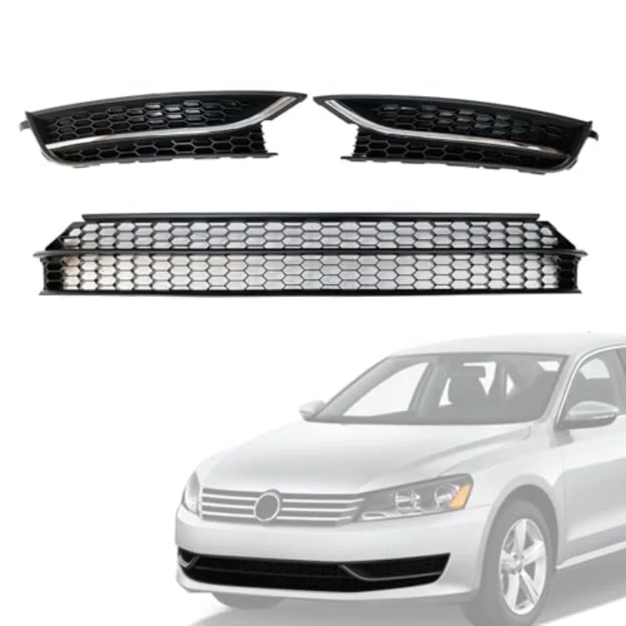 

Front Bumper Lower Grille and Fog Lamp Bezel Cover, Fit for Volkswagen Passat 2012 2013 2014 2015, Replace# 561853665E 56185366