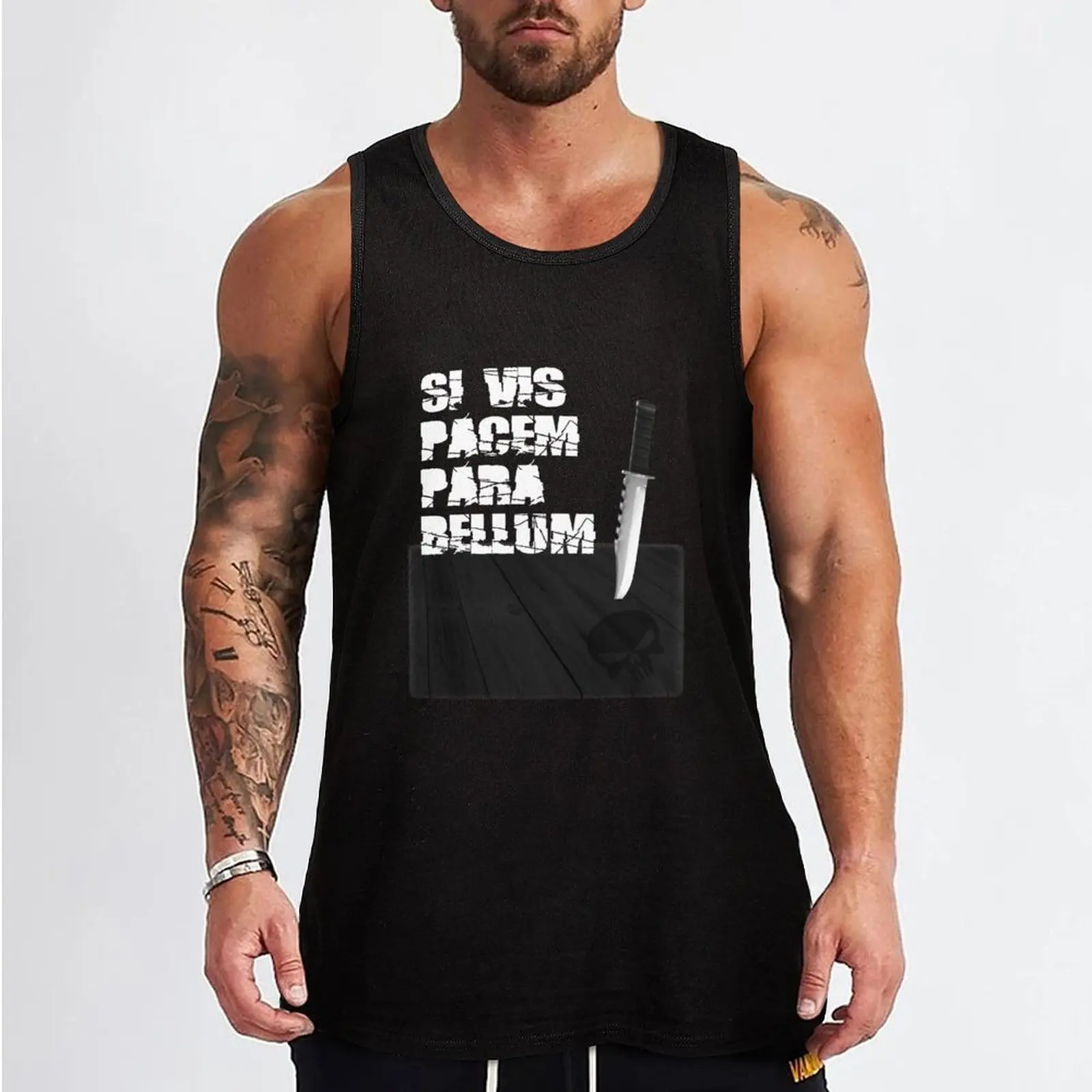 Si Vis Pacem Para Bellum Tank Top Men's t-shirt bodybuilding t shirt Muscle fit basketball clothing