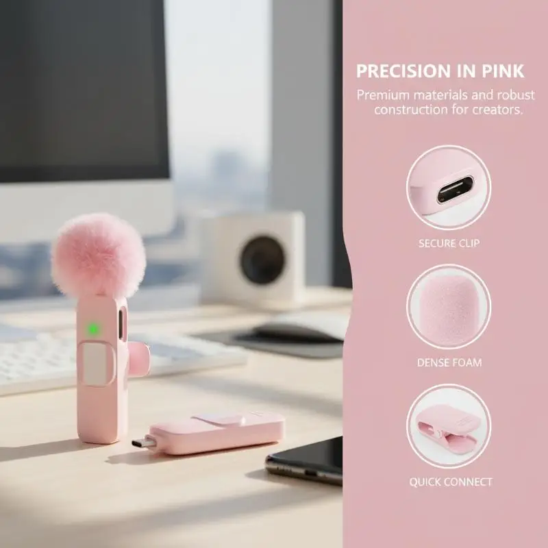 Plug And Play Wireless Microphone Portable Mini Wireless MIC For Smartphone Live Streaming/Video Recording
