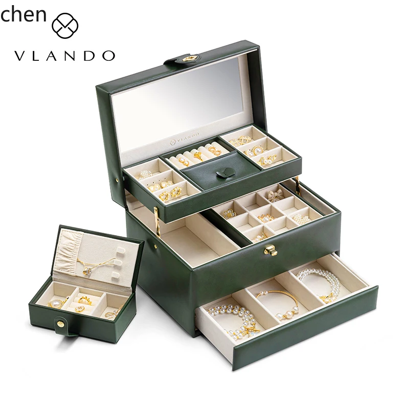 

CP multi-layer jewelry anti-oxidation necklace ring storage box retro exquisite high sense
