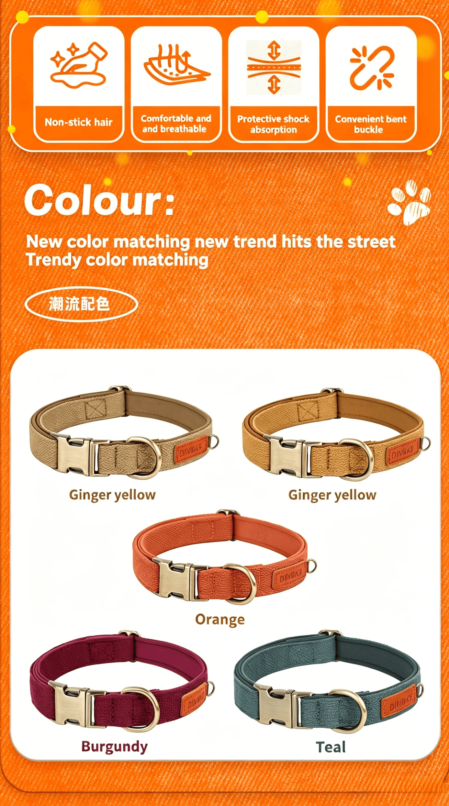 Personalisiertes, individuelles Hundehalsband aus Nylon, kostenlose Gravur mit Haustiernamen, ID-Schnalle, Halskette, verstellbar für kleine, mittelgroße und große Hunde – Detail 12
