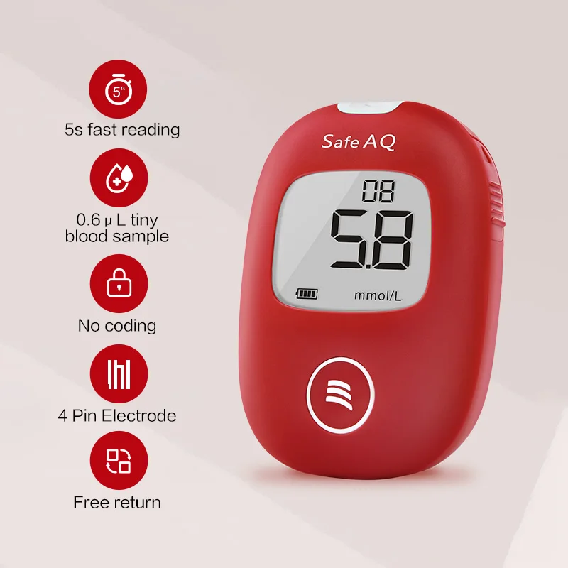 SANNUO-Lecteur de glycémie intelligent AQ, pour Glucomcirculation médicale à domicile avec bandelettes de test, lancettes indolores, test simple 5s