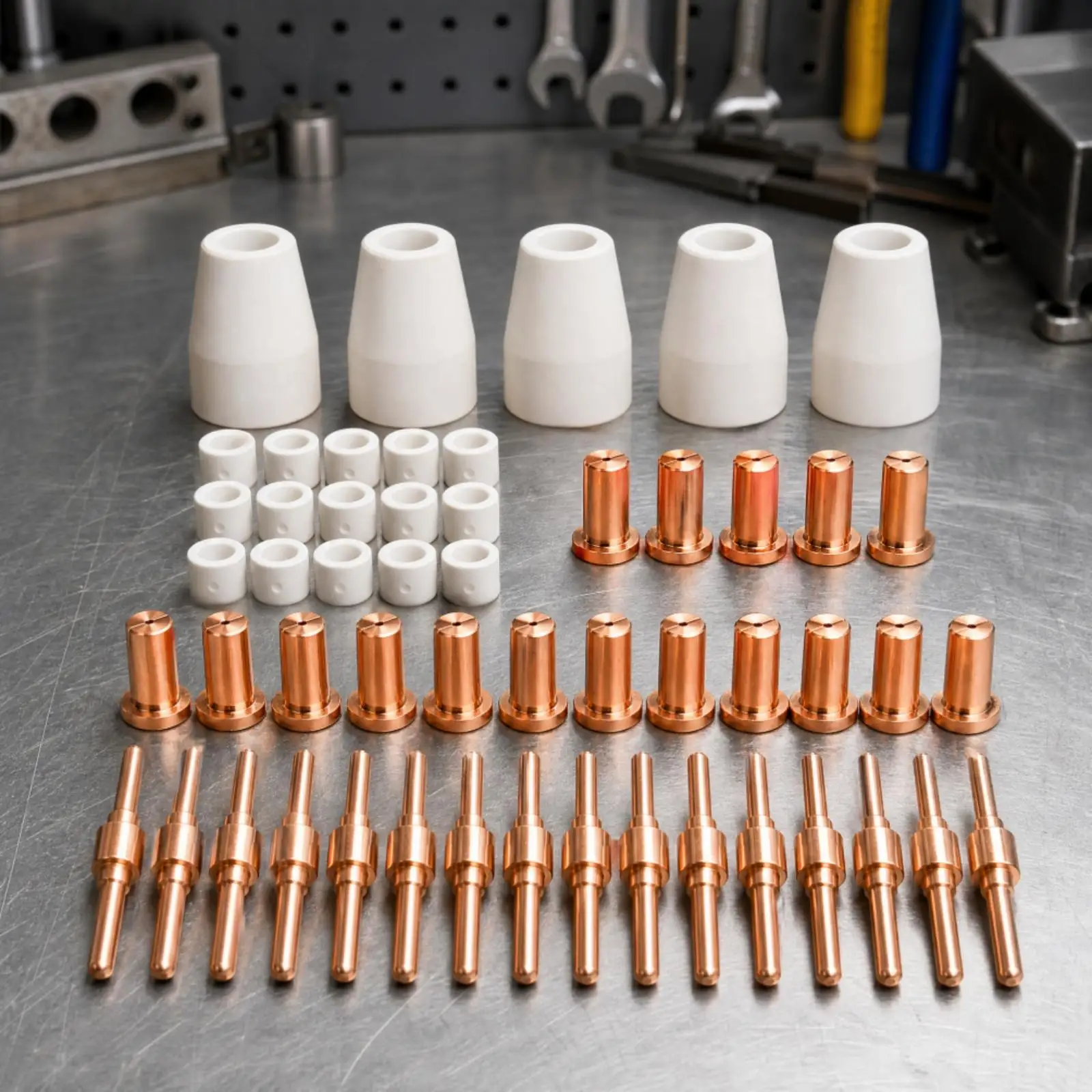 50pc Plasma Cutting Torch Consumable Kit Nozzle Electrode Cup for SG-55 LG-40 60amp Fabrication Use